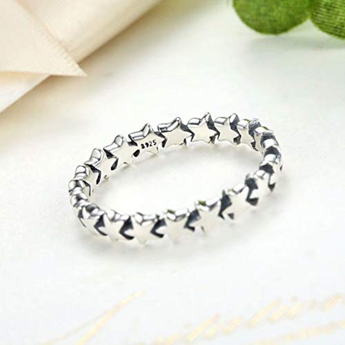 Presentski 925 Sterling Silver Star Ring Stackable Rings Eternity Promise Rings for her3