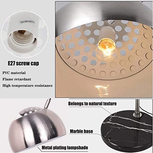 Lámpara de pie ajustable de acero y mármol con cúpula metálica elegante 7
