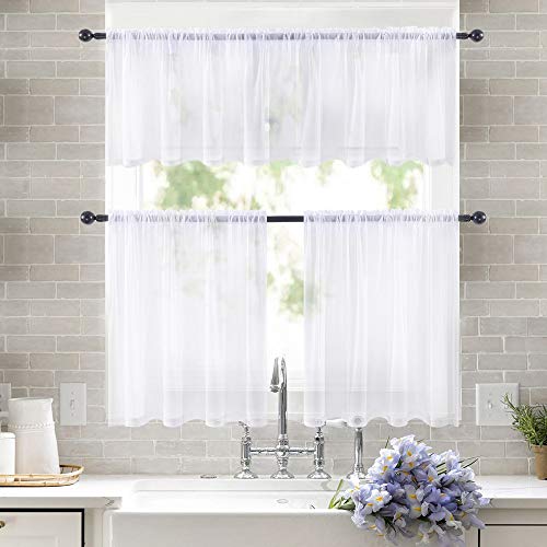 Miulee CAWINDOW_TIERS24-15 2 Panels Kitchen Tiers Half Window Sheer Curtains Rod Pocket Voile Drapes thumb #7