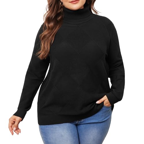 Agnes Orinda Plus Size Pullover Sweaters for Women Lightweight Long Sleeve Turtleneck Novelty Sweater