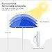 COSTWAY Double Portable Picnic Chairs, Folding Camping Chairs w/Detachable Umbrella, Cooler Bag, Cup Holders, Patio Beach Camping Chairs for Outdoors, Blue
