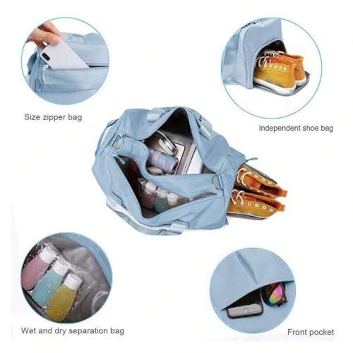 XZG Travel Duffel Bag,Sports Waterproof Tote Gym Bag For Women Men with Shoe Compartment & Wet Pocket, Airplane Travel Essentials for Flying, Weekender Bag Luggage Bag with Trolley Sleeve4