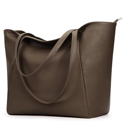 Bolsos grandes para mujer, con asa superior, de piel sintética,