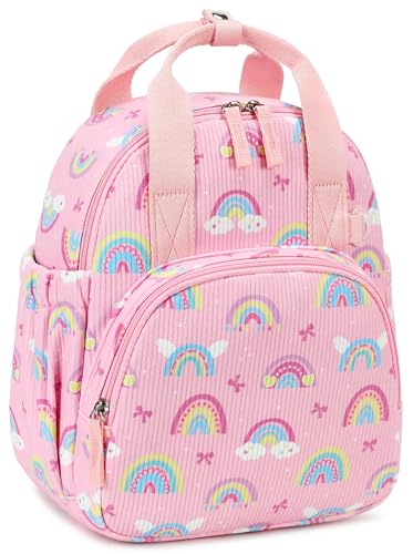 Image of Bluboon Toddler Backpack for Girls Boys 2-4 Cute 12 inch Preschool Kindergarten Backpacks Kids Daycare Bags School Travel (Pink-Rainbow Bow, Age 2-4 (12 inch H not Fit A4 Folder))