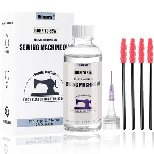 OIDAPOSS 2FL.OZ. Sewing Machine Oil with Needle tip and 4 Type Sewing Machine Cleaning Brushes, Fine Light Machine Oil,Clear Machine Oil for Lubrication of All Sewing Machine Moving Parts