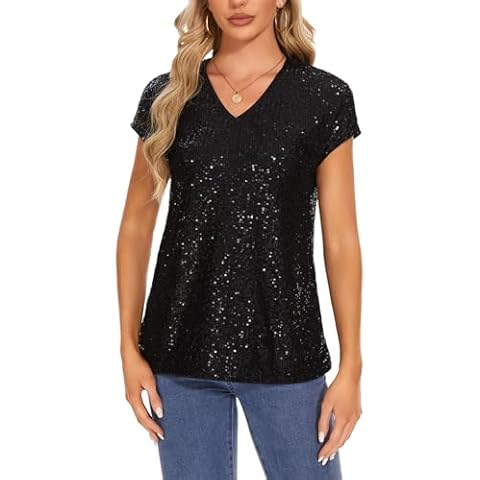 MINTLIMIT Shimmer Sequin V Neck Top Cover