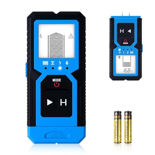 Image of Stud Finder Wall Scanner with Damp Meter, WOVTE 4 in 1 Electronic Stud Finder Detector Moisture Meter Detector, Audio Alarm and HD LCD Display for Wood, AC Wire, Metal and Screws Studs Detection