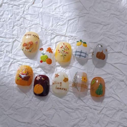Image of Autumn Nail Art Stickers 5D Embossed Nail Decals Self-Adhesive Colorful Nail Supplies Fall Harvest Manicure Thanksgiving Day Stickers for Women Girls DIY Nails Decorations
