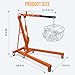 Hydraulic Engine Hoist 2 Ton, Cherry Picker Shop Crane with 6 Casters and Telescopic Boom, 4400 Lbs Heavy Duty Engine Hoist Crane Lift for Garage, Workshop, Automotive Repair, Orange