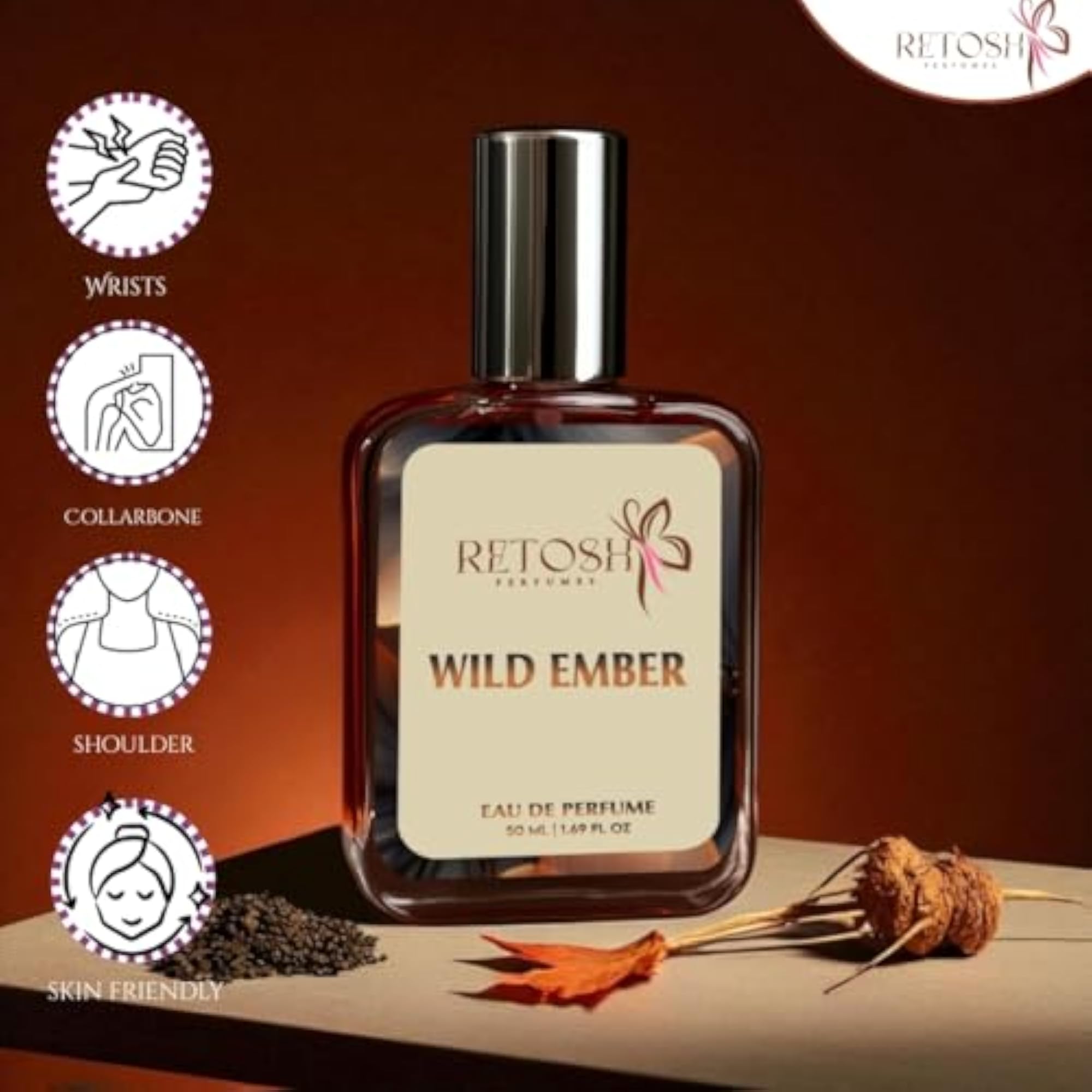 Wild Ember Eau de Parfum 50 ml, Bold Smoky-Floral Fragrance