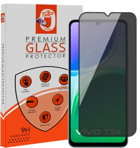 Image of STP FEEL Premium Grade Privacy Tempered Glass Screen Protector Guard Compatible For Vivo T5e 5G (6.74 Inch, Pack of 1) Full Edge to Edge Coverage Anti-Spy /Anti-Peeping 9H Hardness