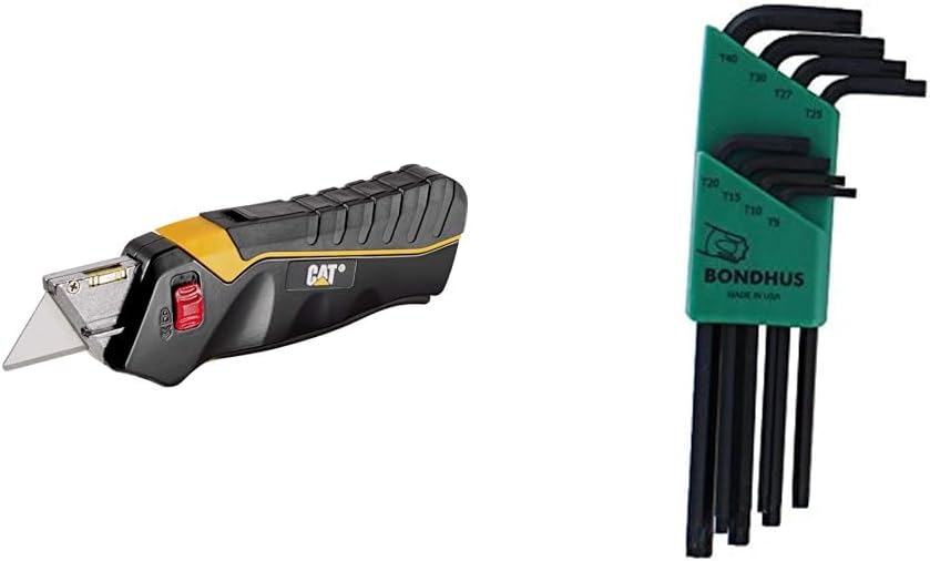 Cat Safety 240071 Utility Knife Self-Retracting Blade Squeeze Handle & Bondhus 31834 Long Length Star-Tip L-Wrenches 8 Piece Set