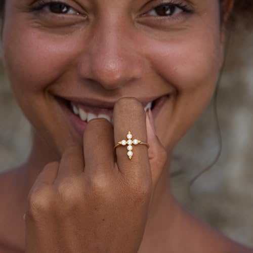 STORYJEWELLERY Cross Rings for Women, Purity Ring, 925 Sterling Silver Rings, Gold Plated Christian Ring for Women, Religious Jewelry, Confirmation and Baptism Gifts, Size 8 by STORYJEWELLERY - Image 3