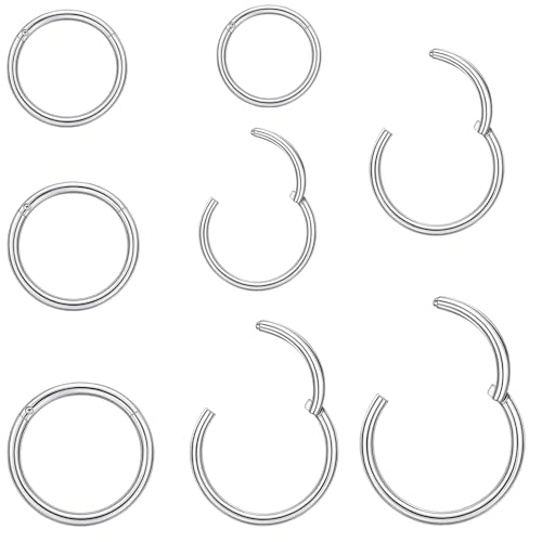 TioRacY 8er Set Nasenringe 18G aus 316L Edelstahl, Nickelfrei & Hypoallergen, Piercing Ringe für Nase, Septum, Lippe, Helix, Conch und Tragus (6/8/10/12 mm) - Für Frauen & Männer