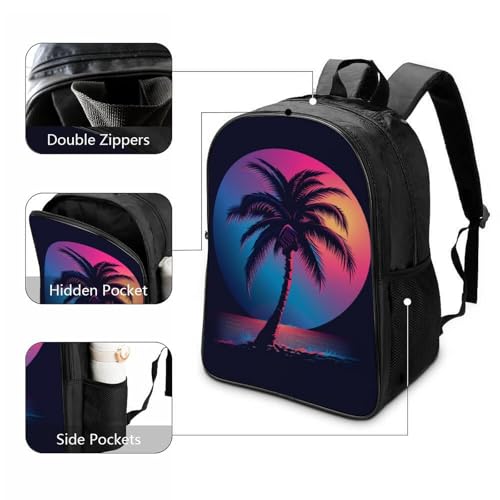 Mochila portátil impermeable con estampado de palmeras para mujer 3