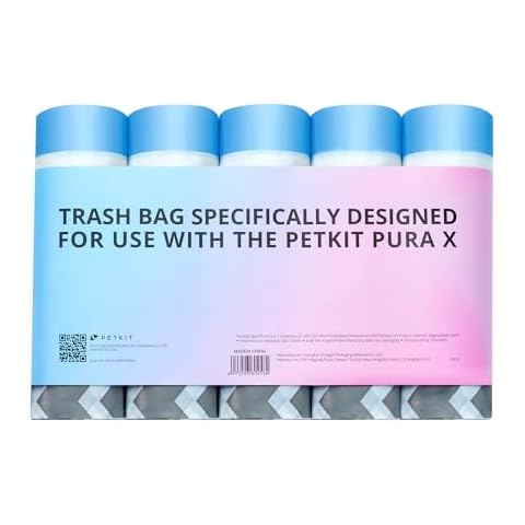 PETKIT PuraX PuraMax Replaced Waste Bags-5 Rolls, Portable Cat Litter Waste Receptacles Bags for Self-Cleaning Cat Litter Box Cover