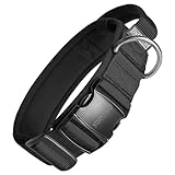 OneTigris Tough Dog Collars, Tactical Dog Collar with Handle, Milltary Adjustable Dog Collar with Heavy Duty Metal Buckle for Training (Medium (Pack of 1), Black)
