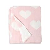 Living Textiles Chenille Baby Blanket. Pink Hearts Ultra-Soft Throw Blanket for Cribs and Strollers (40x30 inch)