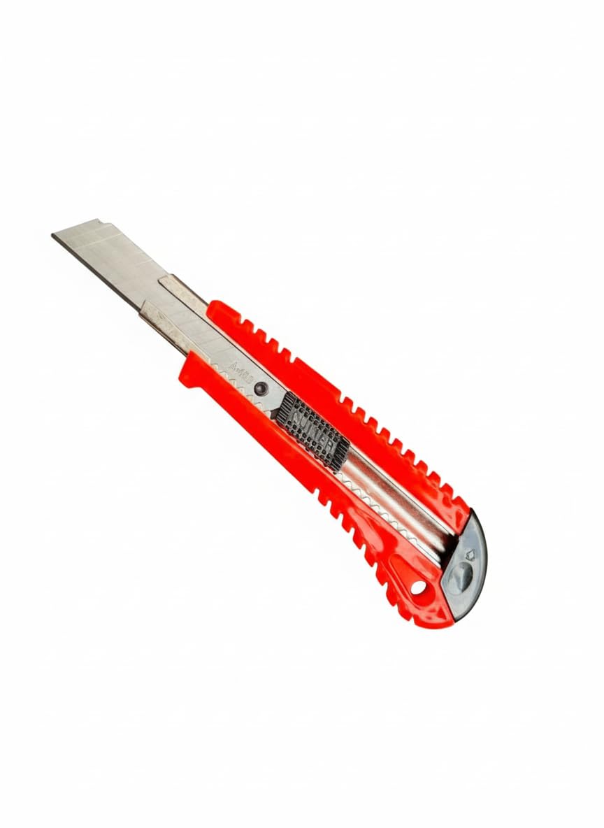 AMMK POWER TOOLS Utility Knife - Retractable Box Cutter with 18mm Wide Sharp Blade | Smooth Auto-Lock Mechanism for Cutting Cartons, Cardboard & Boxes | Perfect for Office & Home Use 2