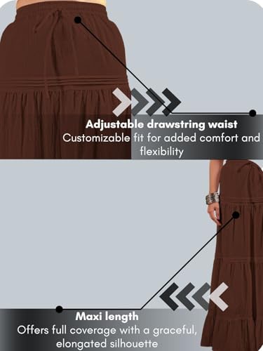 Image of GRECIILOOKS Women's Summer Ruffle Hem PolyBlend Maxi Skirt | High Waist Long Skirt's | Plain A-Line Flowy Skirt for All Occasions | Elegant Boho Style
