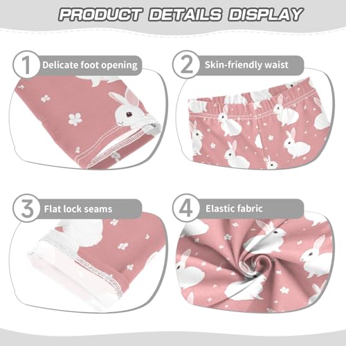 Rabbit Flower Bunny Girls Casual Leggings for Kids Printed Long Pant Bottoms Stretch and Soft3