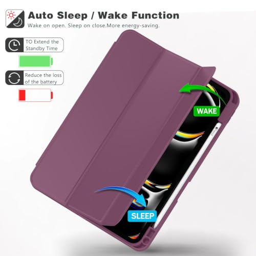Image of ZryXal New iPad Pro 13 Inch Case (M5) 2025 / (M4) 2024 with Pencil Holder, Smart iPad Case [Support Pencil Pro and Pencil (USB-C)], Support Touch ID and Auto Wake /Sleep (Plum)