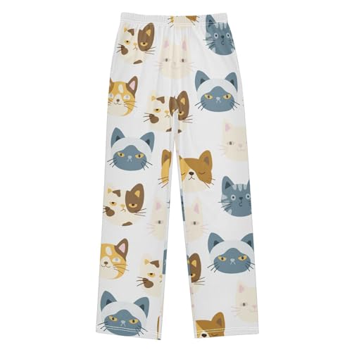 Boys' Pants Cute Colorful Cats Kitten Long Bottoms Jogger Pants Elastic Waist Trousers with Pockets S-XL