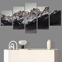 SIGNWIN 5 Panel Canvas Wall Art Snow Mountain for Home Decorations Ready to Hang - 60