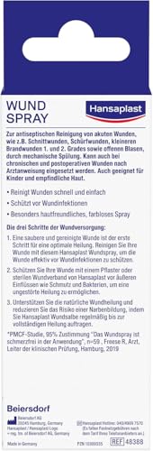 Hansaplast Wundspray (50 ml), zur antiseptischen Wundreinigung durch mechanische Spülung, Spray schützt vor Wundinfektionen, farblos und besonders hautfreundlich (Packung mit 2)