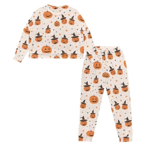 Image of Women's Pajamas Set Soft 2 Piece Loungewear Long Sleeve Pj Set | Matching Sleepwear, Crew Neck Top, Drawstring Jogger Pants with Pockets, Fall Pajama for Home, Sleep, Casual Wear, Plus Size
