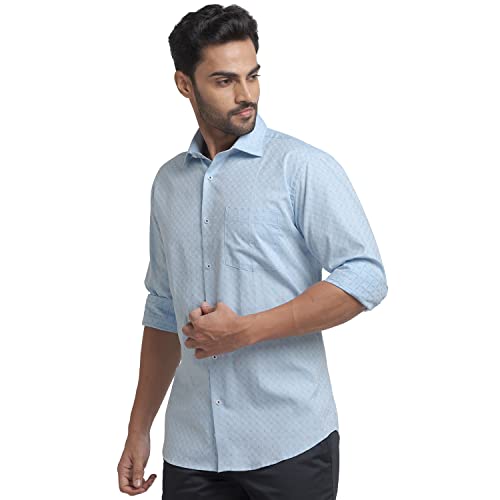 Image of Park Avenue Men's Full Sleeve Slim Fit Medium Green Formal Shirt