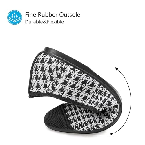 Image of Frank Mully Women's Ballet Flat Shoes Knit Dress Shoes Round Toe Slip On Ballerina Flats for Woman Low Wedge Comfort Soft