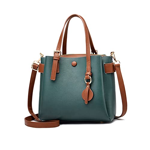 NICOLE & DORIS Damen Handtasche Stilvolle Umhängetasche in Kontrastfarbe Frauen Schultertasche PU Leder Henkeltasche Top Griff Tasche mit 3 Taschen Fächer Blau Cover