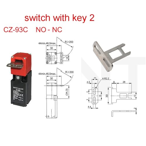 Microinterruptor CZ-93B 2NC 3A con llave CZ-93C interruptor de limite 3
