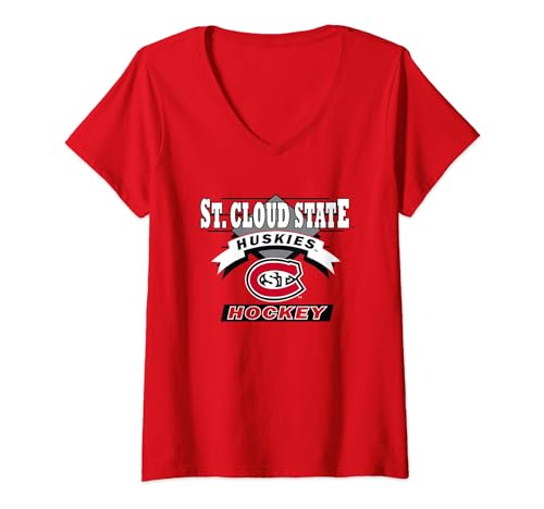 St. Cloud State Huskies Hockey Goal Officially Licensed V-Neck T-Shirt