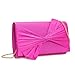 IXEBELLA Satin Evening Bag Bow Flap Clutch Purse for Women Formal Party/Prom/Wedding (Hot Pink)