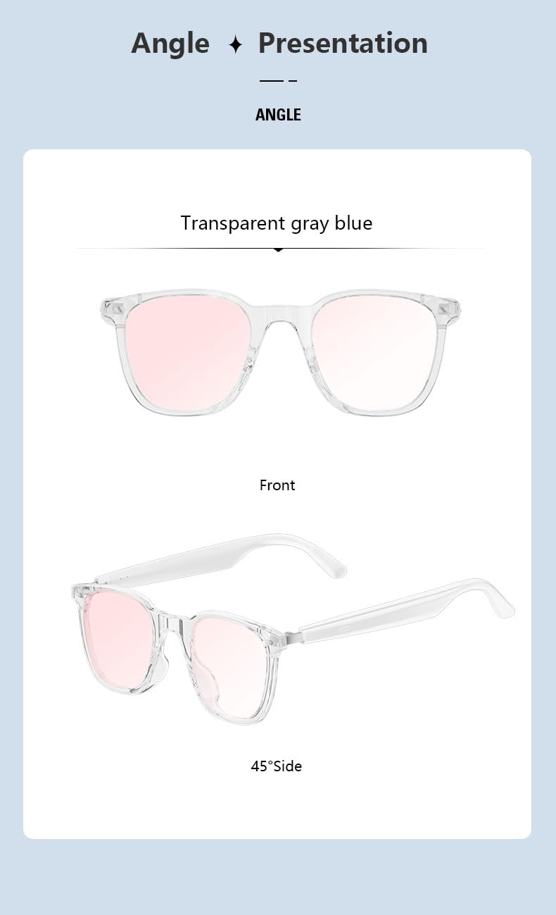 Gafas inteligentes con cámara de 1080p 8MP, control de voz, asistente de IA, reconocimiento de objetos, para vlogging, conferencias y grabación de vídeo (rosa)