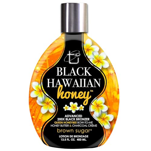 Brown Sugar Black Hawaiian Honey Tanning Lotion, Advanced 200X Black Bronzer with Queen Honeybee...