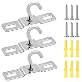 3 Pack Ceiling Hook 70mm Heavy Duty Ceiling Hook Ceiling Lights Base Plate Chandelier Hook Screws Mount Pendant Fitting for European Lamps Ceiling Fans Lanterns, Flower Basket Decoration Holder