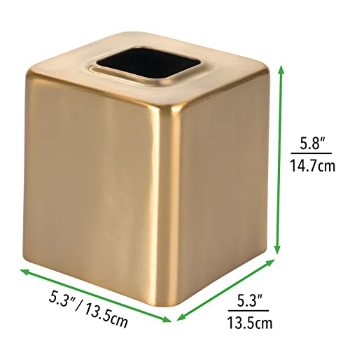 Mdesign Metal Square Tissue Box Cover, Modern Facial Paper Holder - Accessories For Bathroom Vanity Countertop, Bedroom Dresser, Night Stand, Desk, Office And End Table - Unity Collection - Soft Brass #TOP3