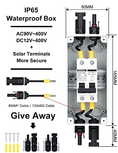 Dihool 10 Amp Solar Disconnect Switch, Miniature Circuit Breaker With Din Rail Enclosure Outdoor Box For Solar Panels #TOP3
