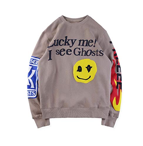 INSISTON Kanye Men's Lucky Me I See Ghosts Mode Langarm Drucken Tops, Teenage Mädchen Casual Sweatshirt, Sweatshirt Tops Bluse, Frauen Junge Mann Unisex,Braun,XXL Cover