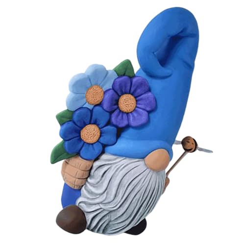 Veemoon Gartenzwerg Statue Aus Kunstharz Gartendeko Für Außen Kompakte Wichtelfigur in Blau Gartenfigur Für Rasen Und Terrasse