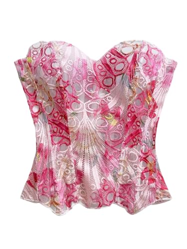 WDIRARA Lace Strapless Corset Top
