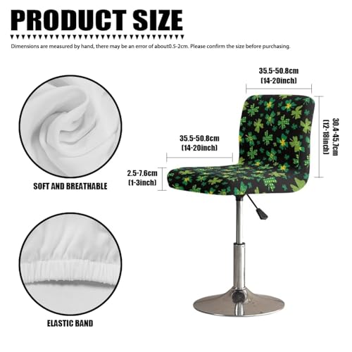 Image of Bar Stool Covers with Backs Cushion Slipcover for Counter Set of 2 Lucky Irish Leaf Waterproof Height Mid Low Back Chair Protector Easy to Install