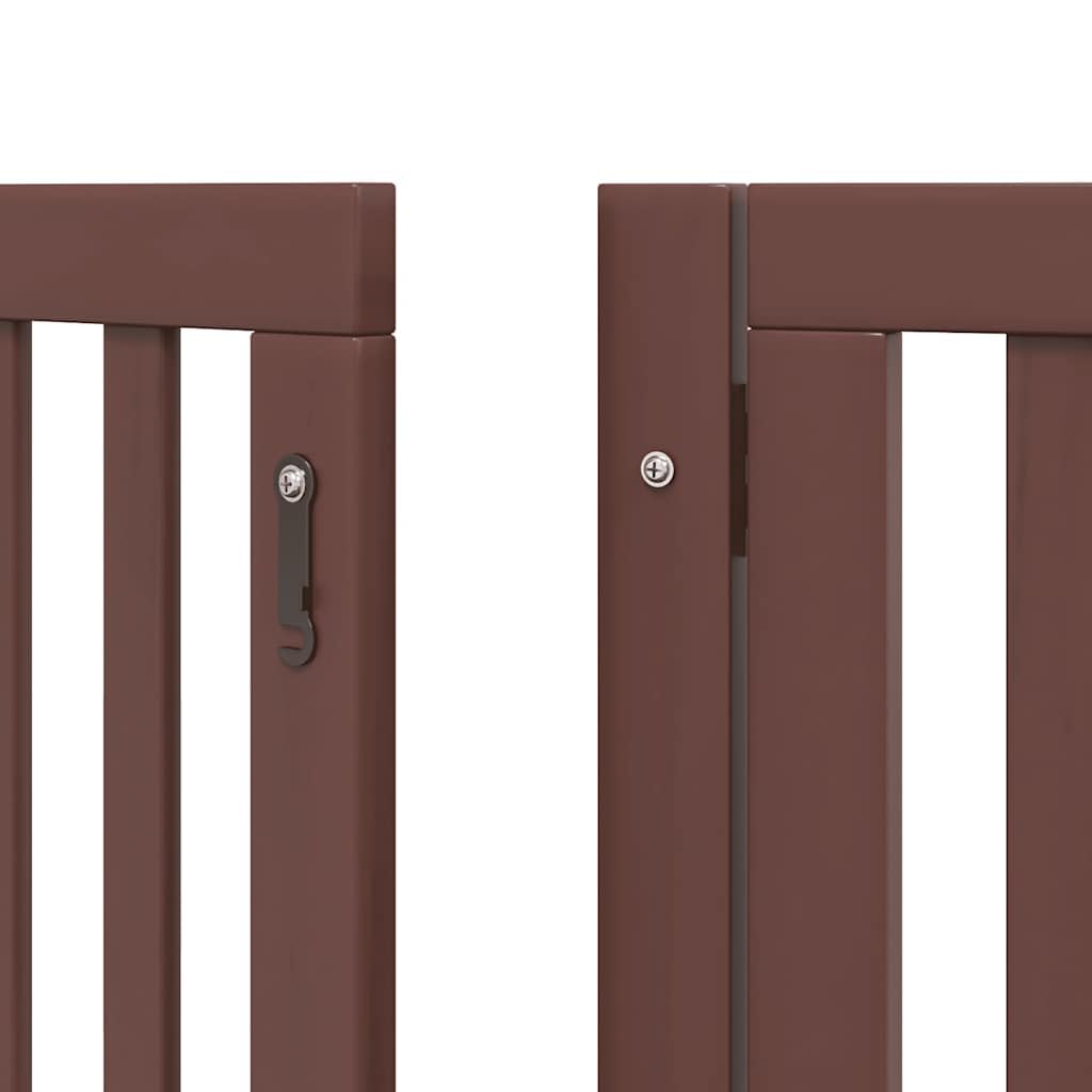 vidaXL Puerta de Perros Plegable 15 Paneles Madera álamo marrón 750 cm, Puerta para Mascotas, Puerta de Seguridad para Perros, Puerta para Perros de Seguridad
