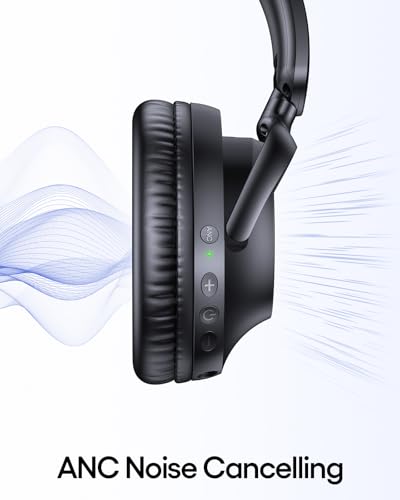 TAGRY Hybrid Active Noise Cancelling Bluetooth Headphones 100H Playtime Wireless Over Ear Headphone with Fast Charging Hi-Res Audio Headsets Comfort Earcups for Commute Travel Office Phone PC Black - Image 3