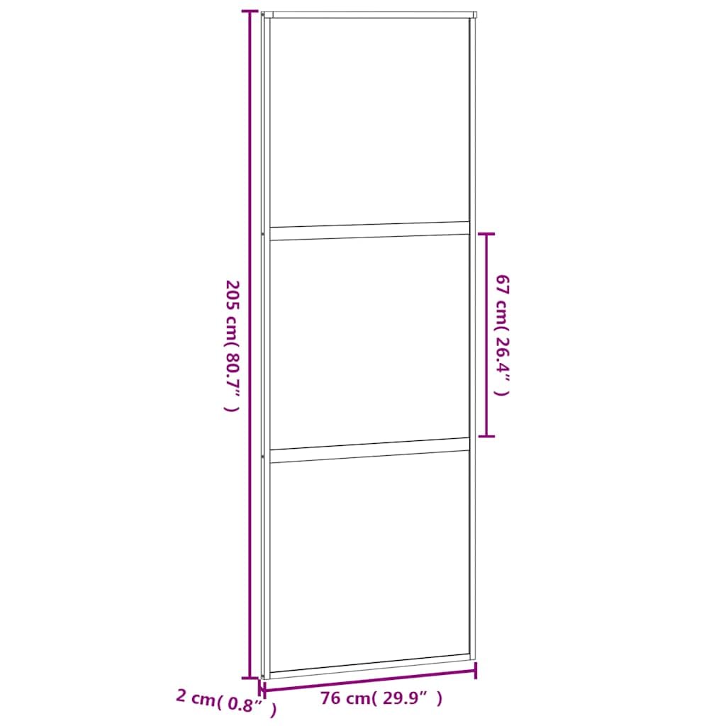 vidaXL Porte coulissante noir 76x205 cm verre trempé aluminium