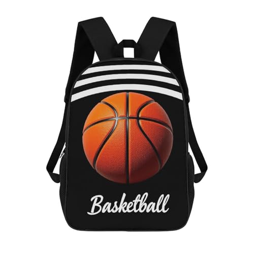 Womens Basketball Black White Stripes Backpack, Fashion Comfort Shoulder Bag for Travel, Reusable Spacious Soft Backpacks for Climbing, Shopping
