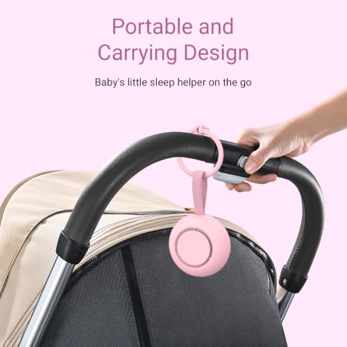 Image of Portable Baby Sound Machine [White Noise for Babies Kids Adults][Timer Function][20 Soothing Sounds] 15 Hours Battery Life, Travel,Registry Gift,Shower,Clips on Baby Stroller.Pink